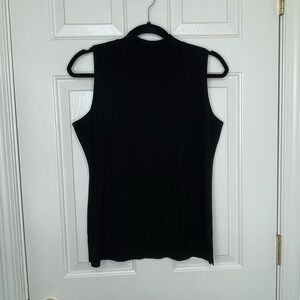 Exclusively Misook Black Mock Neck Sleeveless Knit Blouse Medium